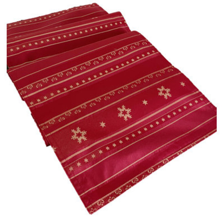 Red Metallic Snowflake Holiday Table Runner