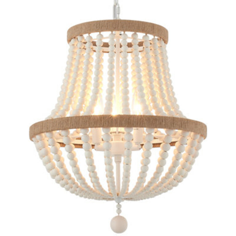 Maliza 3 - Light Dimmable Empire Chandelier Wood Bead Accent