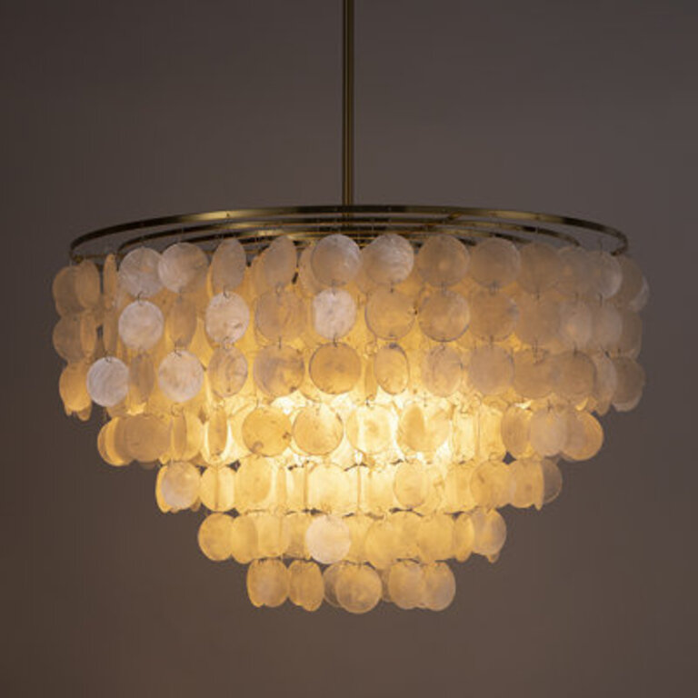 Esmeralda 6-Light Modern Capiz Shell Chandelier Hanging Light Pendant Ceiling Lighting