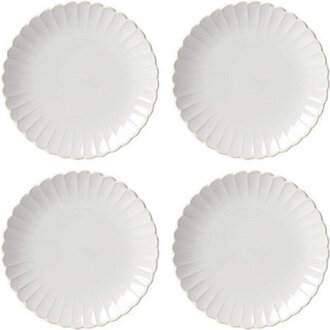 French Perle Scallop 4-Piece Dinner Plate Set