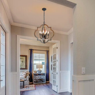 Jacqueline 2165 Farmhouse Wood Chandelier 6-Light Orb Geometric Chandelier