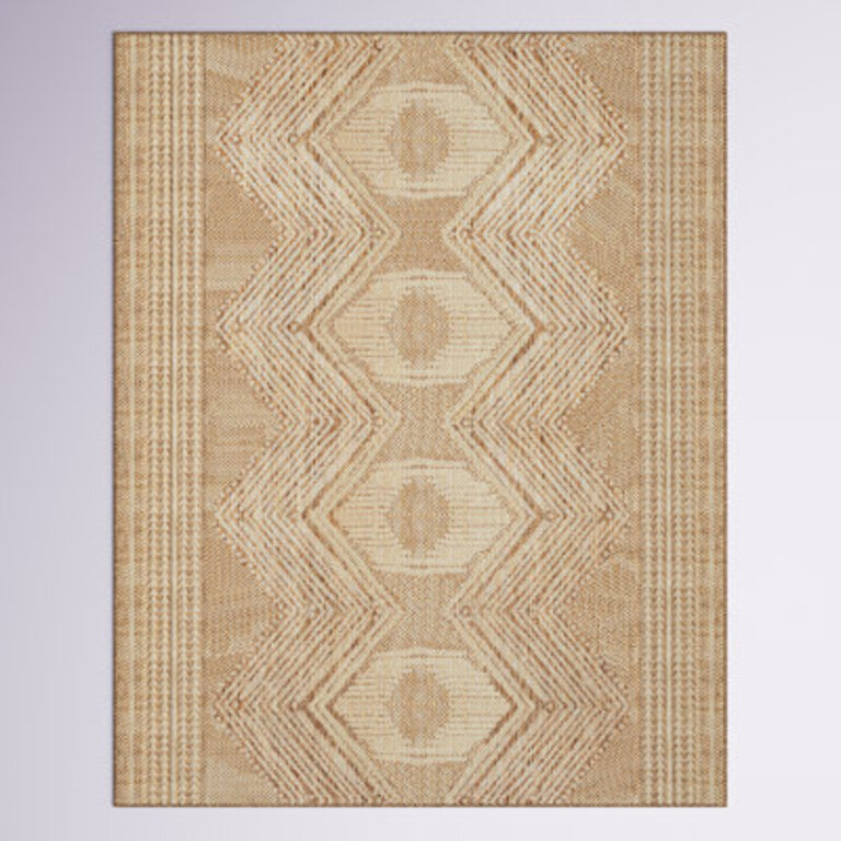 Geometric IndoorOutdoor Rug for Living Room Patio Deck Front Porch Entryway Hallway Kitchen Light BrownIvory