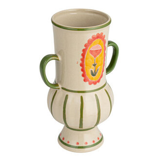 Scandinavian Blossom Hand-painted Stoneware Urn