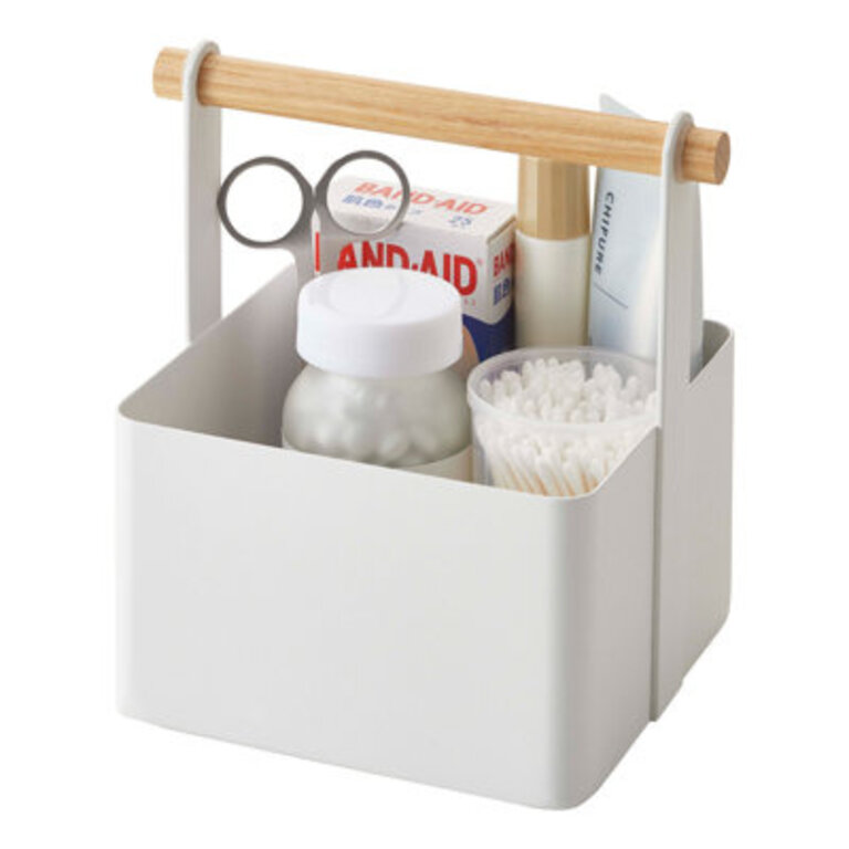 Yamazaki Home Tosca Storage Basket - Wood Handle Organizer - Steel  Wood