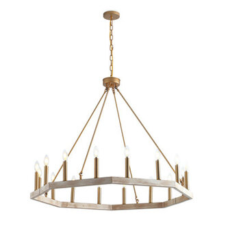 16-Light Gold Finish Classic Wagon Wheel Chandelier