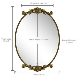 Dieudson Oval Aluminum Alloy Baroque Wall Mirror