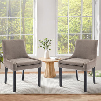 Demarrion Wide Corduroy Upholstered Solid Wood Dining Side Chair