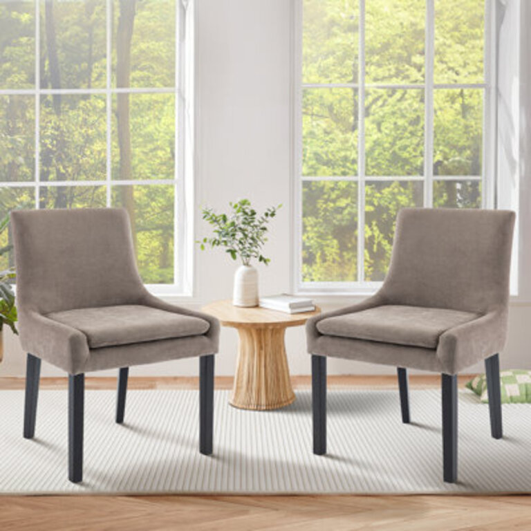 Demarrion Wide Corduroy Upholstered Solid Wood Dining Side Chair