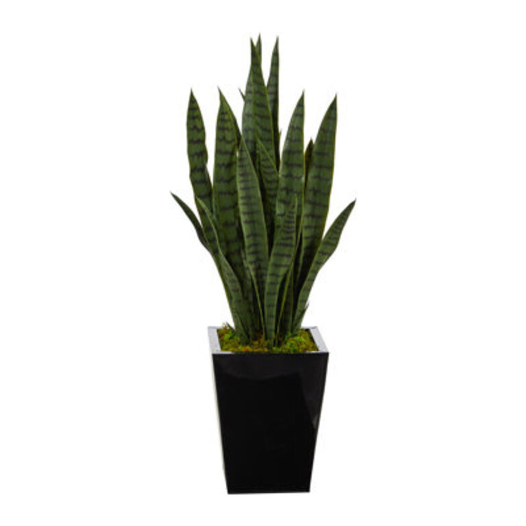 40 Faux Snake Plant Sansevieria Plant in Metal Planter