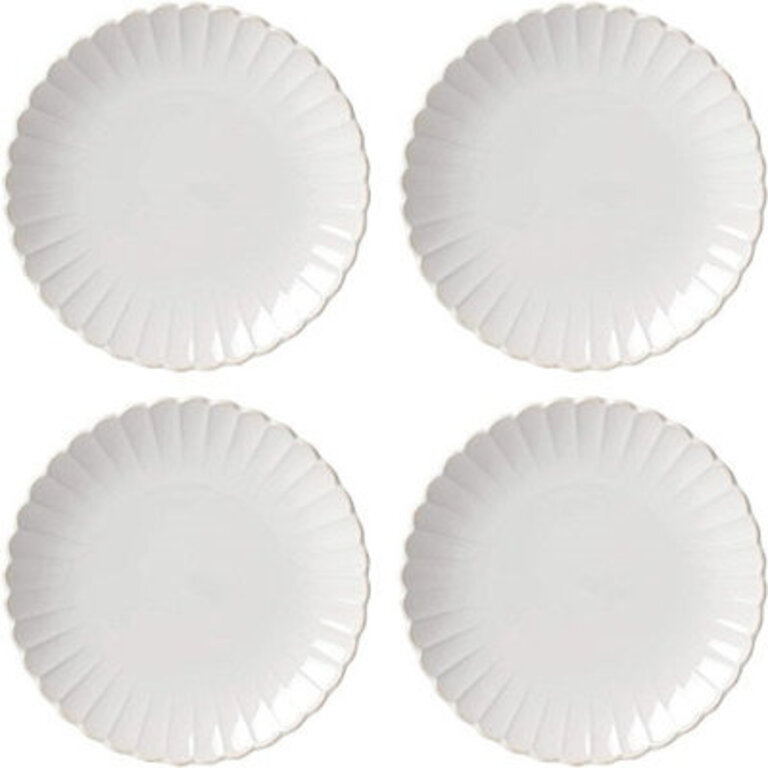 French Perle Scallop 4-Piece Dinner Plate Set