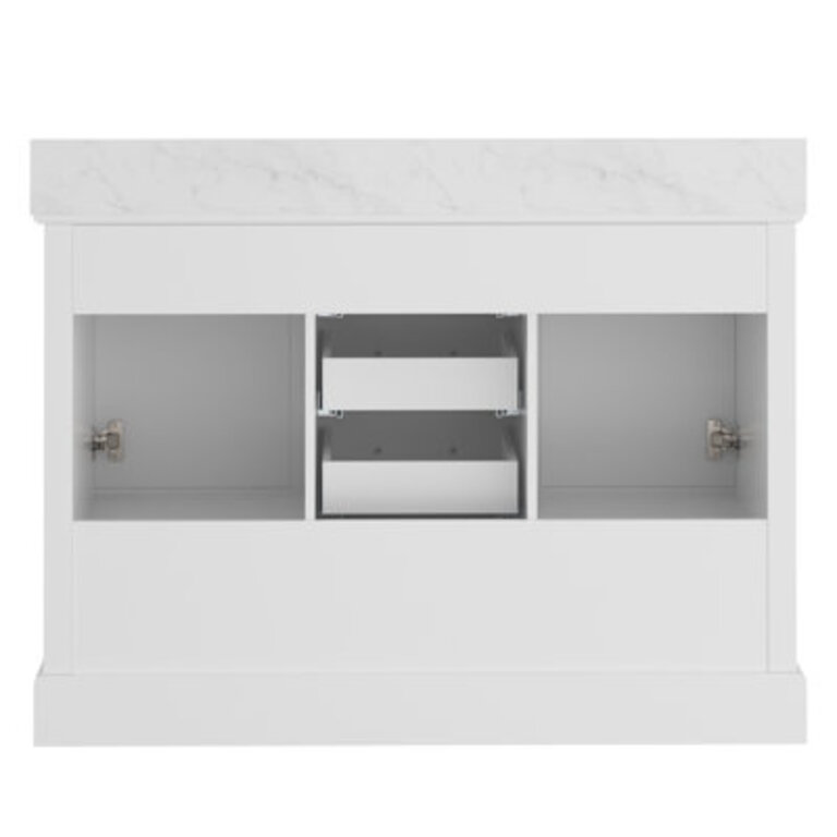 Linsay 48 Double Sink Bathroom Vanity with Carrara White Cultural Marble Top Fully Assembled