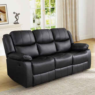 Kamarli 799 Wide Breathable Leather Manual Reclining Sofa 3-Seater Recliner Couch