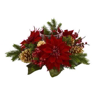 Artificial Poinsettia Candelabrum