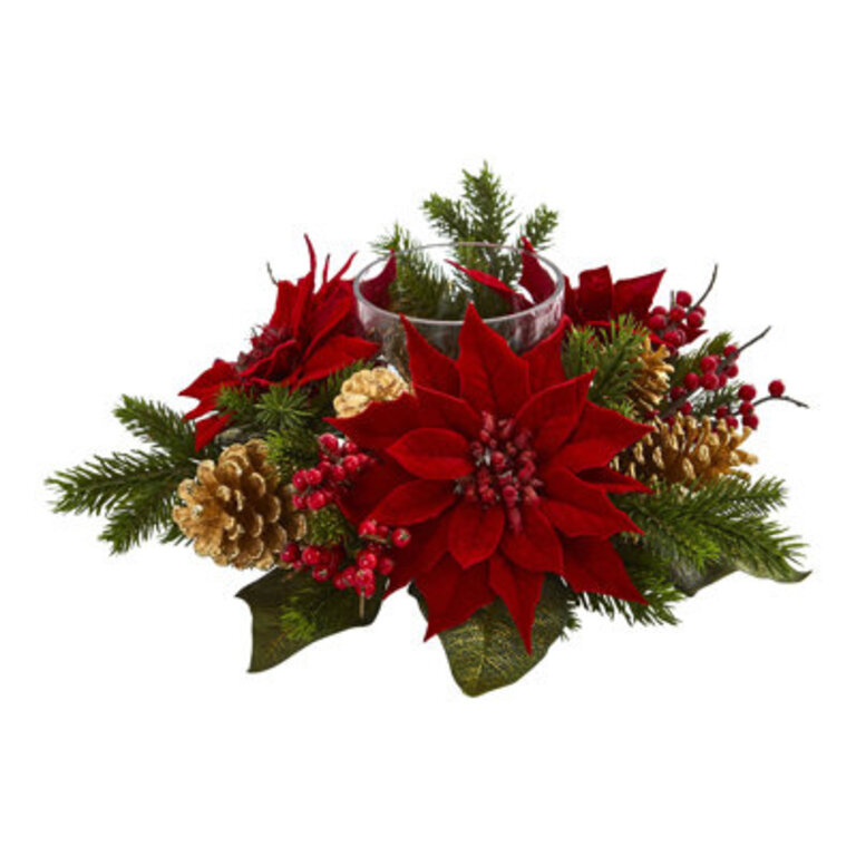 Artificial Poinsettia Candelabrum