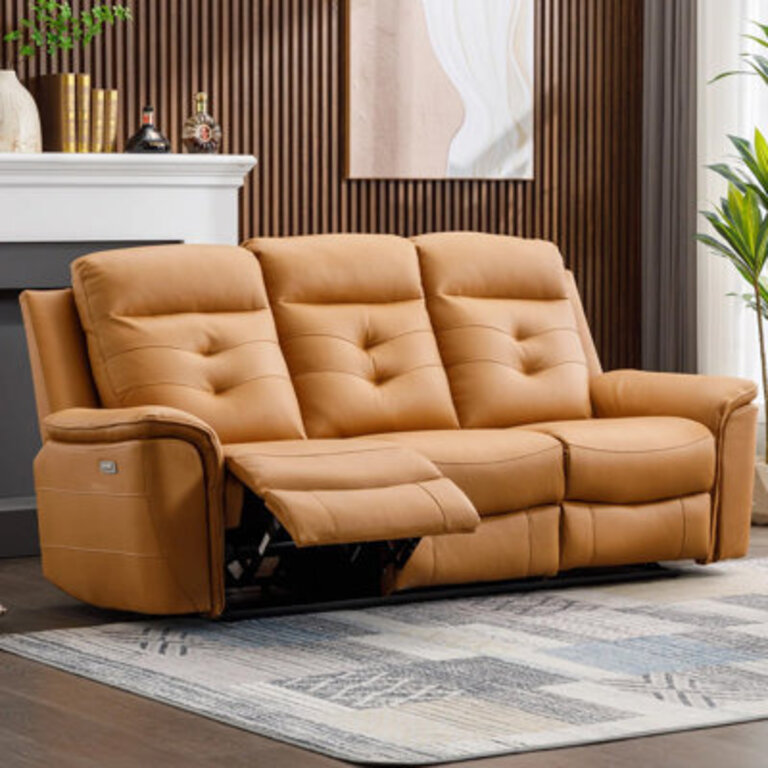 Joniah 8465Wide Pillow Top Arms Reclining Sofa with USB Charging