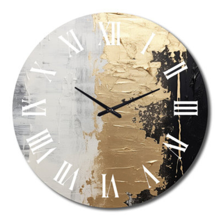 Essential Nature Of Alchemy Abstract Gold Black II Metal Wall Clock