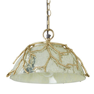 13L Giovannie Ornate Gold Metal and Silver Glass Pendant