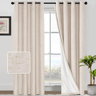 Dawain Linen Solid Textured 100 Blackout Window Drapes for Bedroom Thermal Grommet Full Lighting Blocking for Living Room Curtains 2 Panels