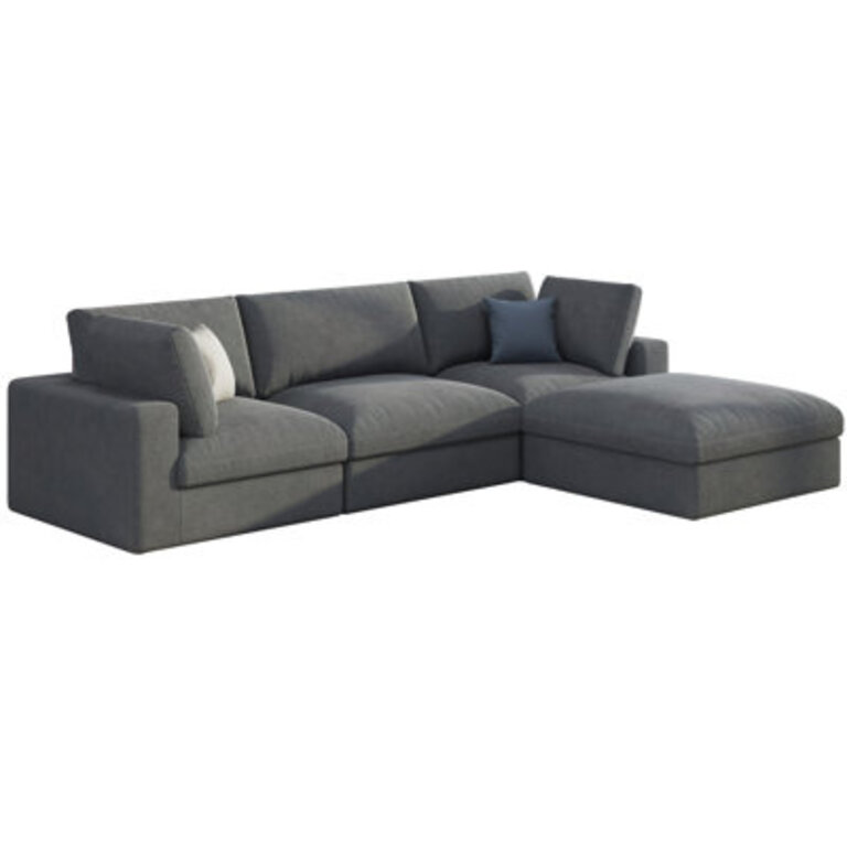 Wynnie Modular Sectional Sofa 114inch Down Filled Sofa 4 Seats L Shaped Couch With Chaise Ottoman