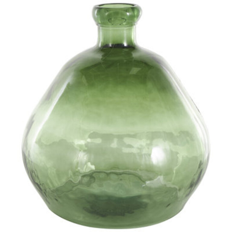 Dorival Arnell Recycled Glass Handmade Wide Ombre Spanish Bottle Decorative Green Vase