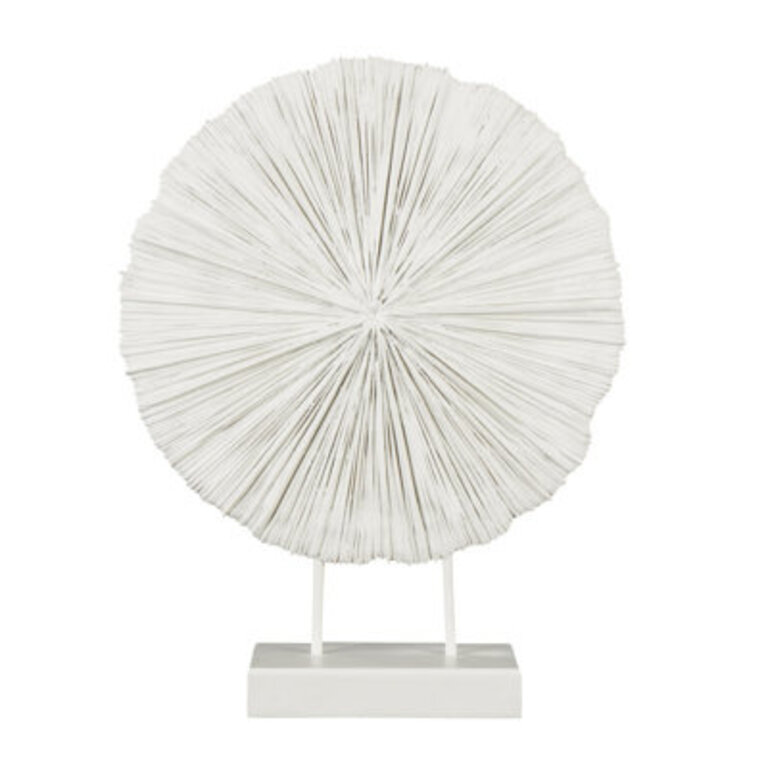 Widger Resin Textured Round Coral Decorative Cream Sculpture with Elevated Stand