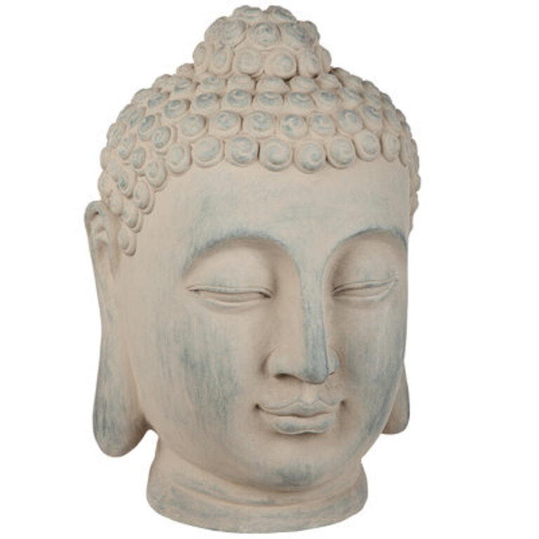 Spiritual Meditation Buddha Head Antiqued Statue