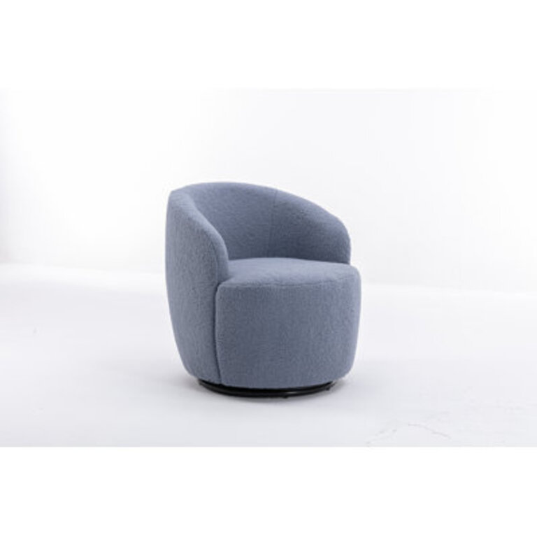 Swivel Accent Armchair Barrel Chair With Powder Coating Metal Ring