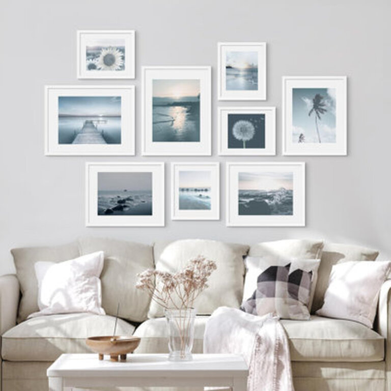 Nautical Landscape And Flower Variety Botanical Ocean Modern Art For Living Room Bedroom Office Framed On Paper 9 Pieces Print