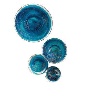 4 Piece Glass Wall Mushroom Set-Blue