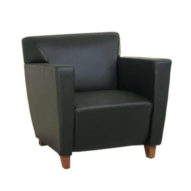 Leather Seat Reception Chair with Wood Frame