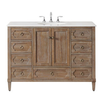 Asellus 48W x 22D Bath Vanity in Reclaimed Gray with White Marble Top and White Basin