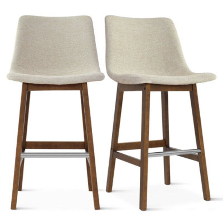 Arseniy 28 Upholstered Low Back Solid Wood Kitchen Dining Bar Stool