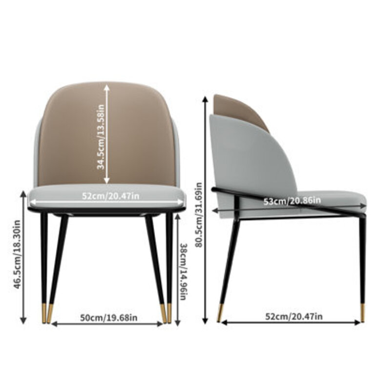 Set Of 2 Kitchen Melway Upholstered Thick Leather Side Chairs