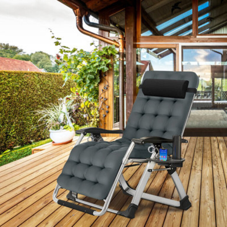 Werbel Zero Gravity Chair Padded Lounge Recliner Patio Beach Backyard Lounger with Headrest  Cup Holder