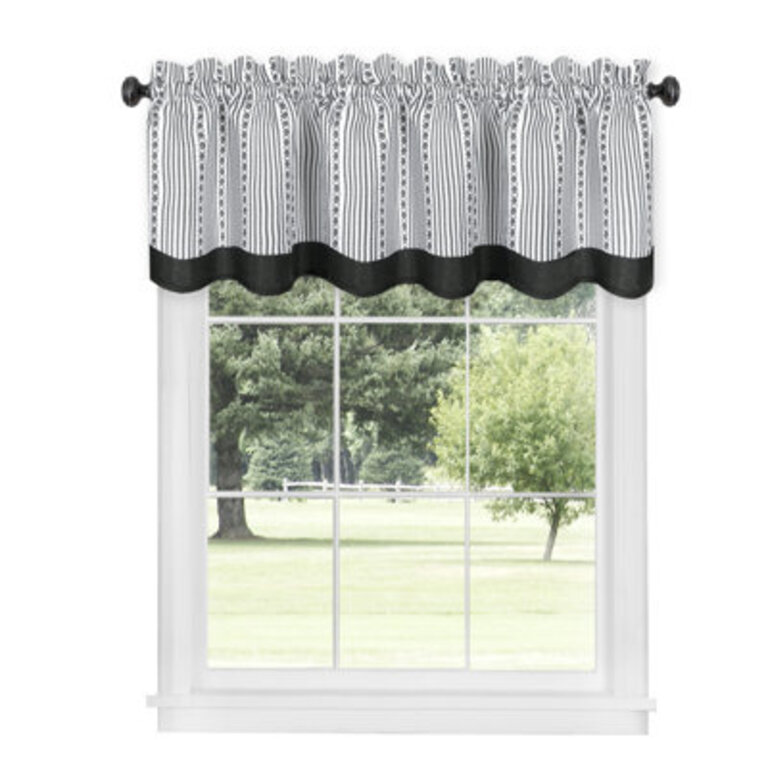 Lagoudera Striped Tailored 58 Window Valance and Tier Pair