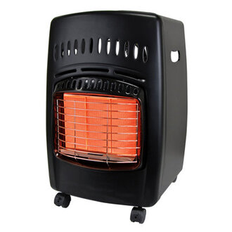 Portable Propane Radiant Compact Heater with Locking Casters and Piezo Ignition