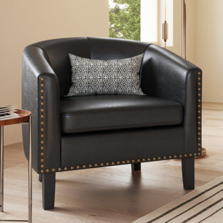 Faux Leather Barrel Chair