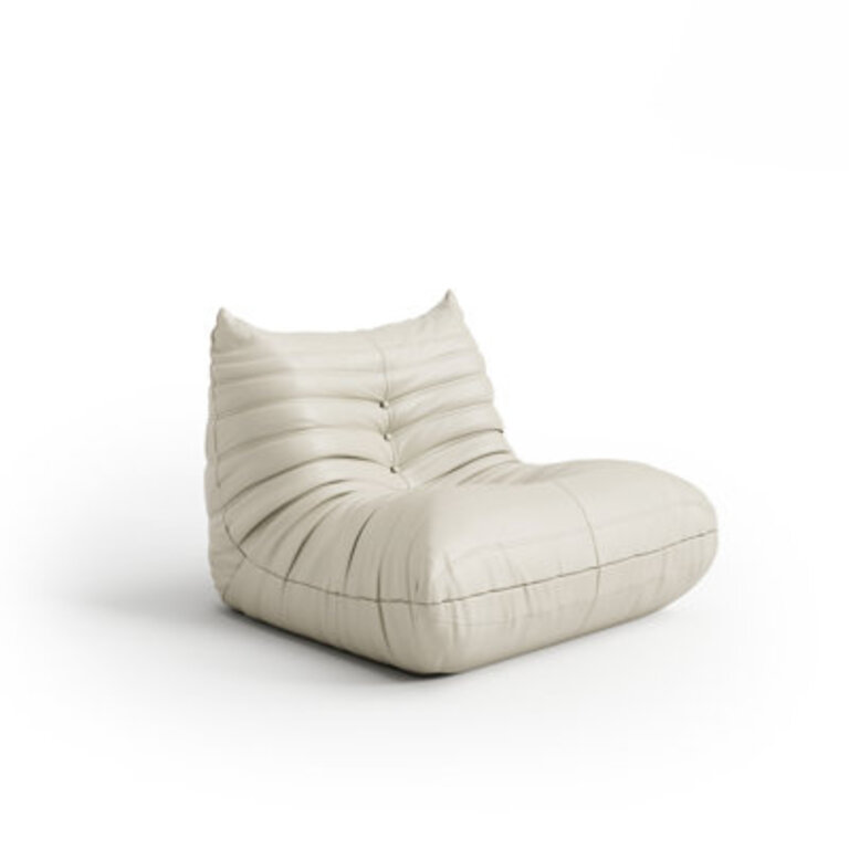 Armless Lazy Sofa Bean Bag Sofa Floor Chair For Living Room Bedroom Faux Leather Black