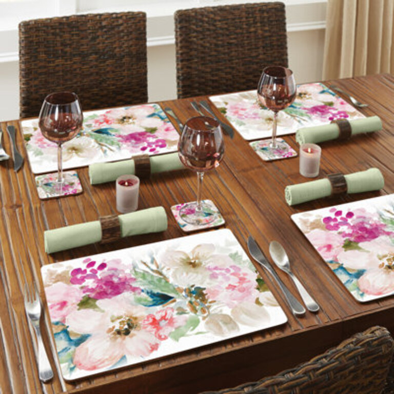 Fragrant Spring Premium Decorative Hardboard Tabletop Placemats 4-Pack