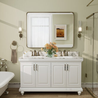 Aevar Tempered Glass and Aluminum Alloy Framed French Cleat Mounted Wall Mirror