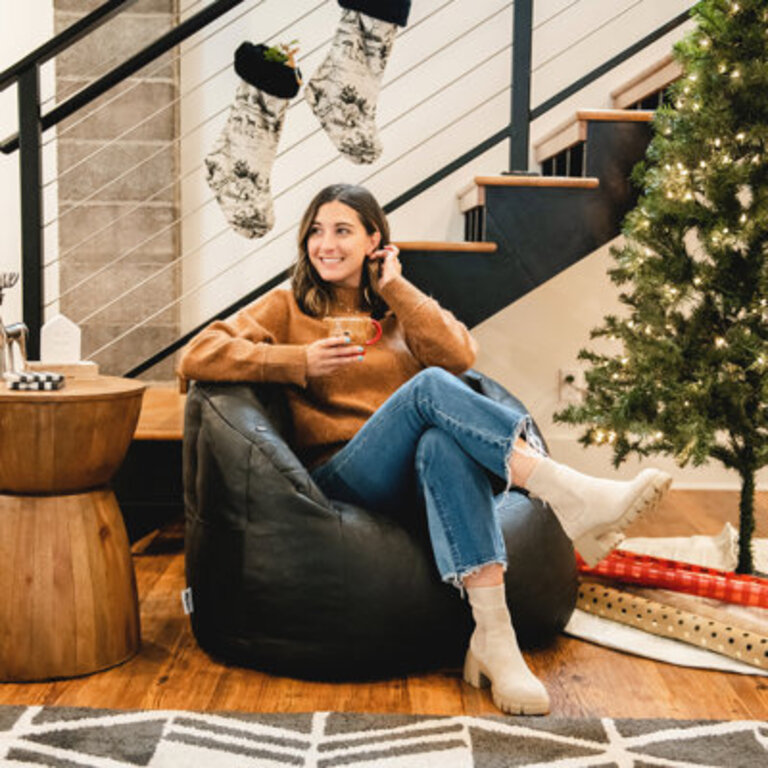 Big Joe Milano Vegan Leather Bean Bag Chair with Massage Function