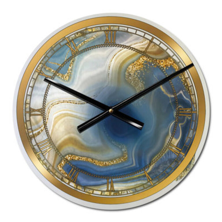 Ocean Blue Golden Jasper Agate I - Modern wall clock