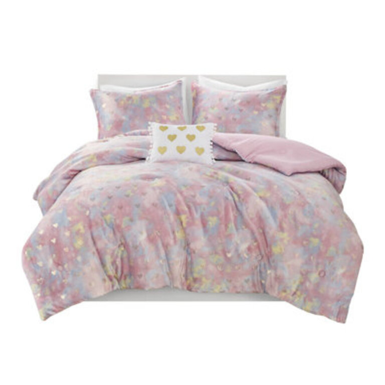 Rosalie Metallic Printed Plush Comforter Set