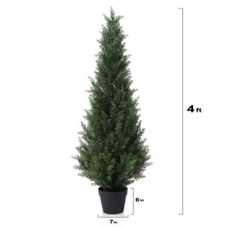 Adcock Faux Cedar in Pot Fake UV Rated Potted Tree Faux Green Plant Fake Tree for Home Decor