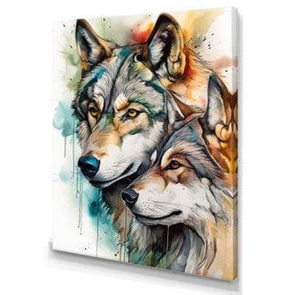 Wolves Portrait Watercolor1 - Wolf Large Wall Art