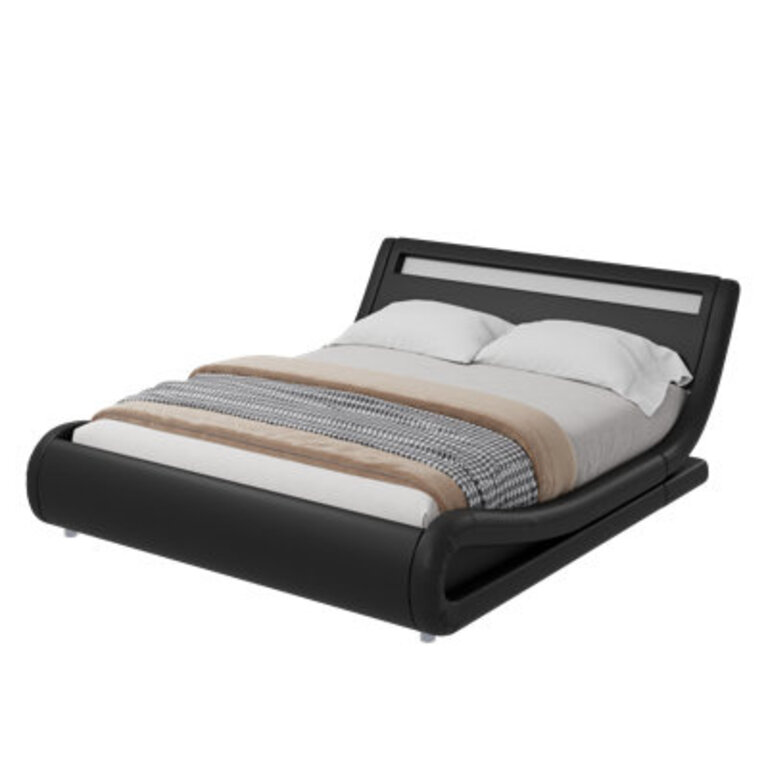 Charlesten Vegan Leather Metal Platform Bed