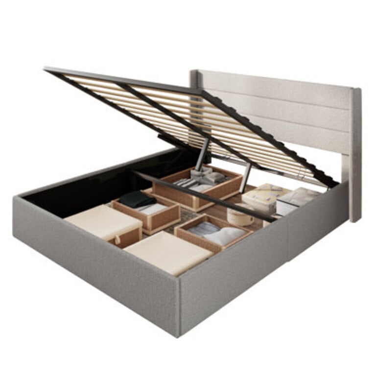 Braya Hydraulic Lift Up Storage Upholstered Platform Bed