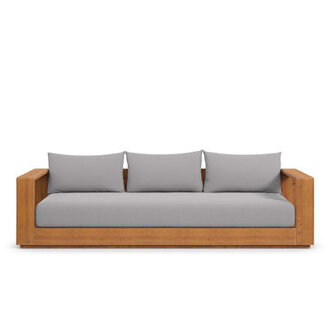 Tahoe Outdoor Patio Acacia Wood Sofa In Natural Light Gray