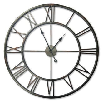 Hackney Roman Iron Wall Clock Size: 56cm H x 56cm W x 5cm D, Colour: Black/Bronze