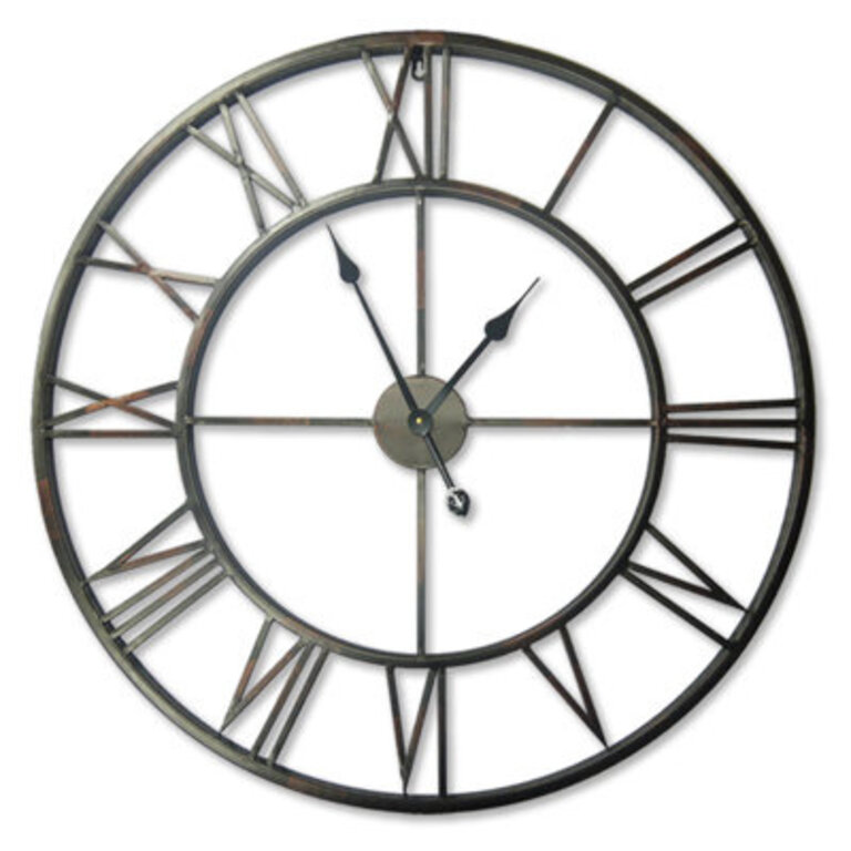 Hackney Roman Iron Wall Clock Size: 56cm H x 56cm W x 5cm D, Colour: Black/Bronze